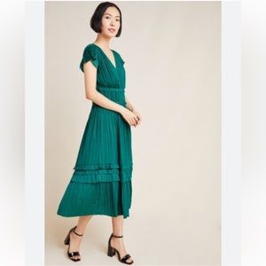 Anthropologie green midi dress, SP